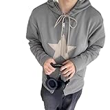 CHOUX Sweat à capuche rétro pour femmes Harajuku punk gothique pull à capuche ample pour hommes Hip Hop manches longues fermeture éclair manteau vêtements-gris-XL