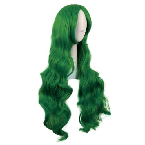 Image of MapofBeauty 32 Inch /80 cm Long Hair Spiral Side Bangs Curly Cosplay Costume Synthetic Wig (Grass Green)