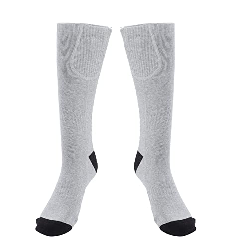 1 Pair Rechargeable Electric Heated Socks Washable 3 Speed Temperature Control Heated Socks Foots Warming for Winter Skiing Outdoor (Grey)