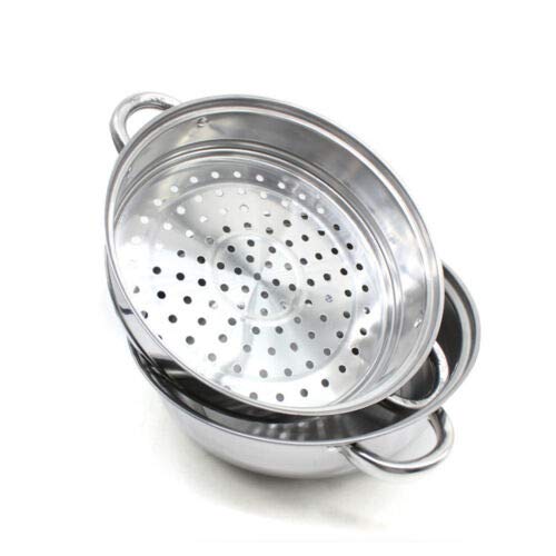 Cuit-vapeur 3 étages Inox 28cm - Avec Couvercle Verre - Pour Cuisson Vapeur Et Bouillie - Multi-usages
