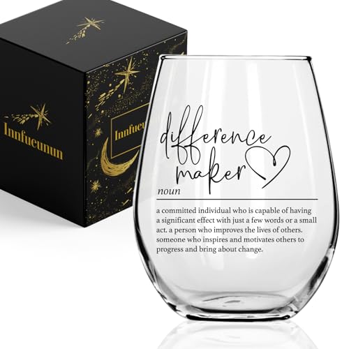 Innfueunun Thank You Gifts for Women Men,Difference Maker Wine Glass,Inspirational
