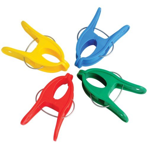 Constructive Playthings E-Z Open Giant Clips for Hanging, Use as Binder Clips, Chip Clips or Use for Art Supplies or Other Classroom Supplies, Set of 20, Multicolor - Toddler Toys, 3 Years & Up