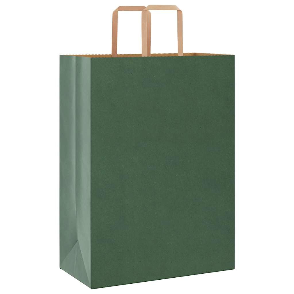 vidaXL Sacs en papier 50 pcs avec poignées vert 32x17x44 cm, sac en papier, sac cadeau en papier, sac cadeau en papier, sac