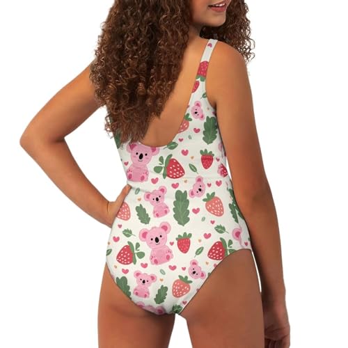 Image of One Piece Bathing Suit for Girl Kids Cute Beach Sport Swimwear U Back Scoop Neck Summer Swimming Pool Beachwear