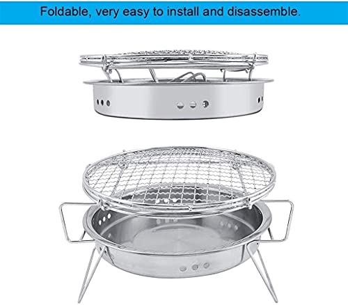 Okrągły grill na węgiel drzewny z przenośną torbą, składany przenośny piec ze stali nierdzewnej, do gotowania na świeżym powietrzu, na kemping, wędrówki, piknik