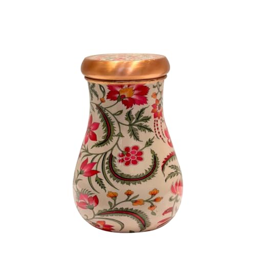 Image of ATTRO Kalash Copper Water Pot - Designer Water Storage & Serving, Ayurvedic Health Benefits, Supports Overall Health & Healthy Skin, 750ml Pink Rose