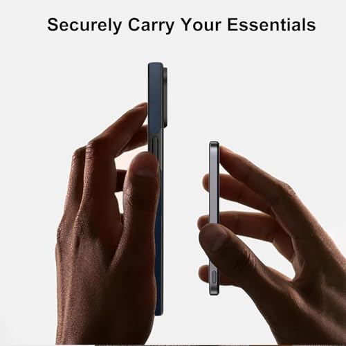 Image of KARWAN Shockproof Hybrid Leather Finish Back Case Cover Compatible with iPhone 13,iPhone 14 with Wireless MagEaze Charging Cover, Anti-Scratch Shield Case with Strong Minimalist Design (Blue)