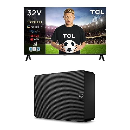 【Amazon.co.jp 限定】TCL 32S5401 32インチ フルハイビジョン ネット動画対応(Google TV) フレームレス ベゼルレスデザイン Dolby Audio対応+Seagate 外付ハードディスク 4TB テレビ録画/4K対応 データ復旧3年付 【PS5/PS4】動作確認済み 3年保証 静音 Expansion HDD STKP4000400
