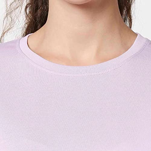 Image of Bewakoof Women's Solid 100% Cotton T-Shirt - Boyfriend Fit, Round Neck, Half Sleeves