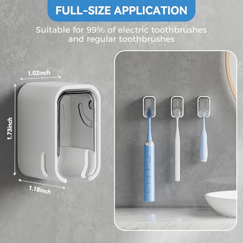 Toothbrush Holders for Bathroom【Innovation Single Slot Design】 2PCS Toothbrush Holder Wall Mounted with Cover for Shower, Single Toothbrush Dispenser Storage Organizer for Family & Travel - Thumbnail 5