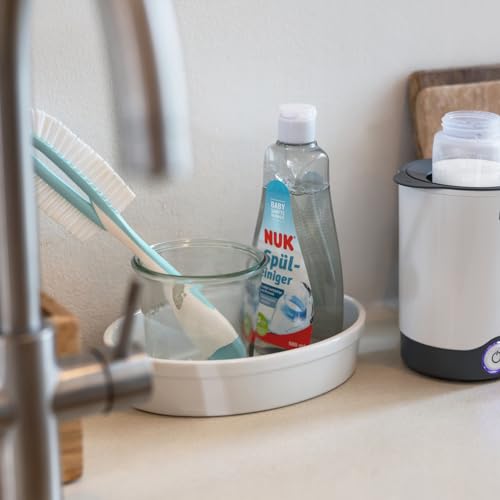 NUK Twist Flaschenbürste mit Schwamm und integrierter Saugerbürste | mit ergonomischen Griff | für Flaschen und Sauger | 1 Stück