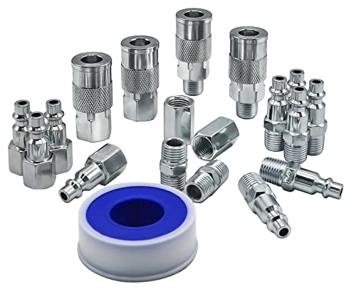 Yotoo 19 Pieces Air Hose Fittings, 1/4 Npt Industrial Air Coupler & Plug Kit #TOP5