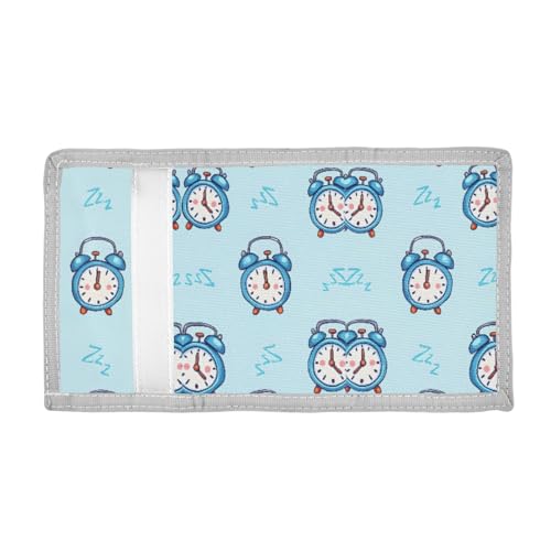 Kids Wallets for Boys Girls Toddler Trifold Wallet Children Small Blue Alarm Clock with Zipper Coin Pocket2