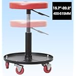 Big RED Creeper Garage/Shop Seat: Heavy Duty Rolling Pneumatic Padded Adjustable Mechanic Stool with Tool Tray Storage, Red Large - Image 3