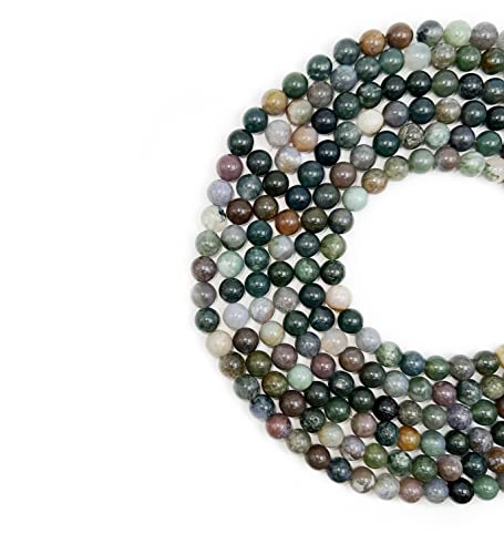 Qiwan Natural Gemstone Round Loose Beads, Diy Jewelry Making 1 Strand 15" (8Mm, Natural Indian Agate Gemstone) #TOP29