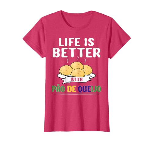 Pao de Queijo Flour Pan Lovers Brazilian Food Pao De Queijo T-Shirt, Women, Red Heather, X-Small