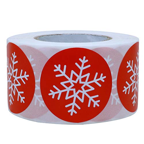 Hybsk Kawaii Christmas Snowflakes Stickers 1.5 Inch Christmas Round Envelope Bag Seals Decorations Ornaments Party Supplies Total 500 Labels On A Roll #TOP1