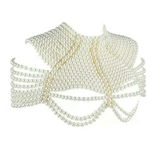 Collier ras du cou perles synthétiques femme GLDFW choker perle blanche fantaisie