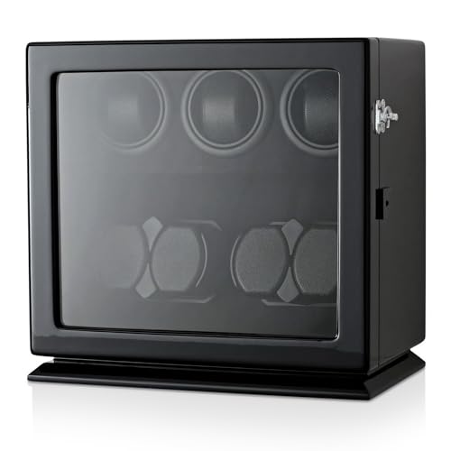 7 Watch Winder with Interior Light and Motor-Stop Option (Black)