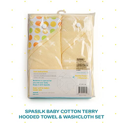 Spasilk Hooded Terry Bath Towel With Washcloths, Duck Yellow, 2-Count #TOP1