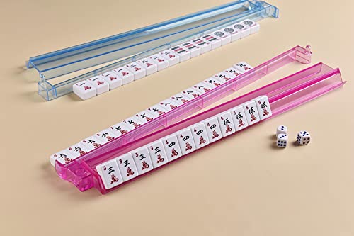 American Mahjong Game Set - Red Burgundy Soft Bag 166 Premium Tiles With 4 All-In-One Rack/Pushers,100 Chips, Wind Indicator, English Manual. Easy Carry Full Size Complete Western Mahjongg Set #TOP2