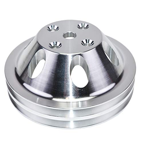 A-Team Performance - Double-Groove Aluminum Long Water Pump Pulley - Compatible With Small Block Chevrolet 262 302 400 #TOP4