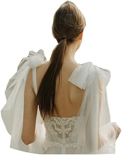Women's 2 Pcs Short Bridal Veil Tulle Bow Decoration for Wedding Dress Tulle Shoulder Cape Veil
