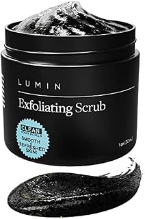Lumin Exfoliating Rub for Men (1 oz) - Activated Charcoal Face Exfoliator Rub for Reducing Dullness, Dryness, Dark Spots, Blackheads, and Shaving Irritation - Achieve Your Best Look