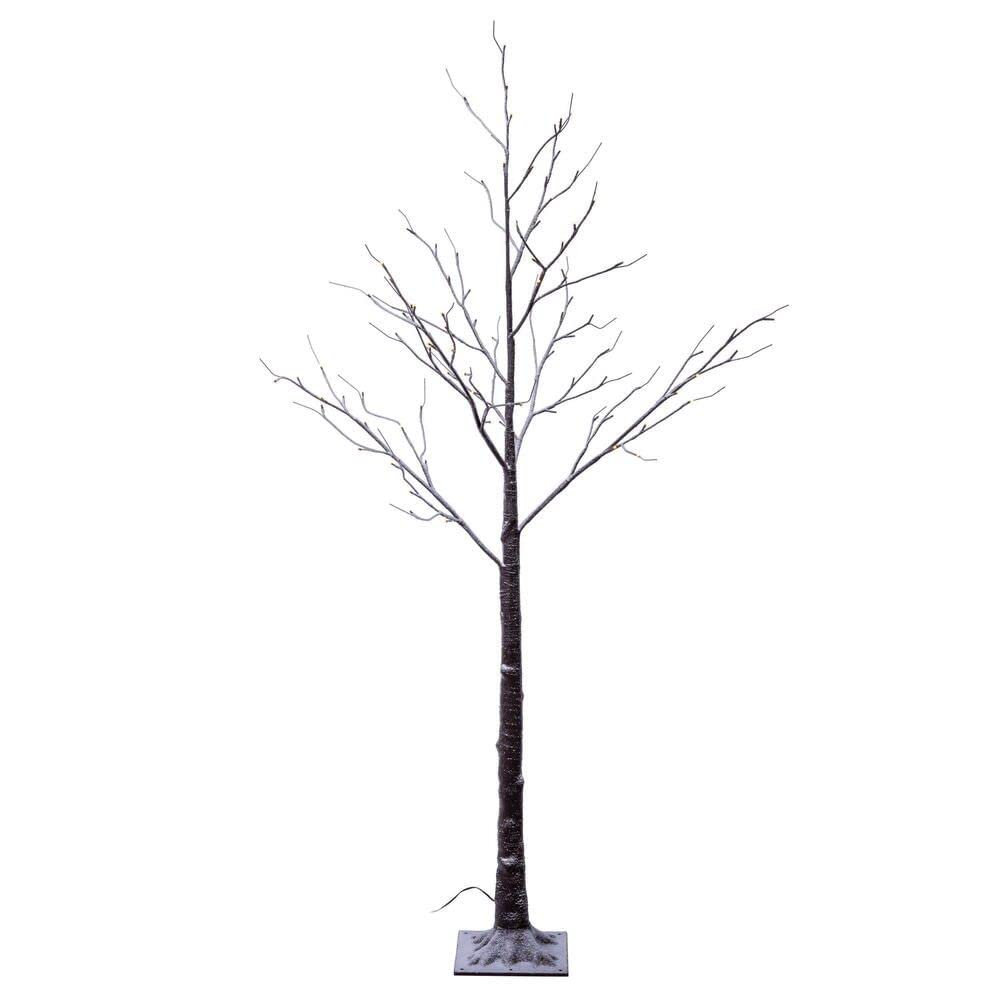 Vickerman 6' Brown Frosted Twig Tree, Warm White 3mm Wide Angle LED Lights