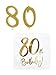 Świąteczne uroczystości dekoracja stołu świeca z liczbami 80. urodziny świeca do ciasta serwetki Brokat złoty druk foliowy 22 części Happy Birthday 80 dekoracja tortu