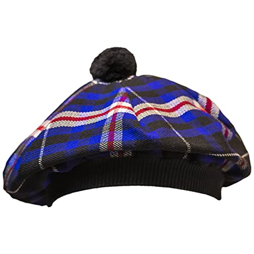 Image of Scottish Tam O' Shanter Hat Tartan Bonnet Pom Pom Wool Flat Cap One Size