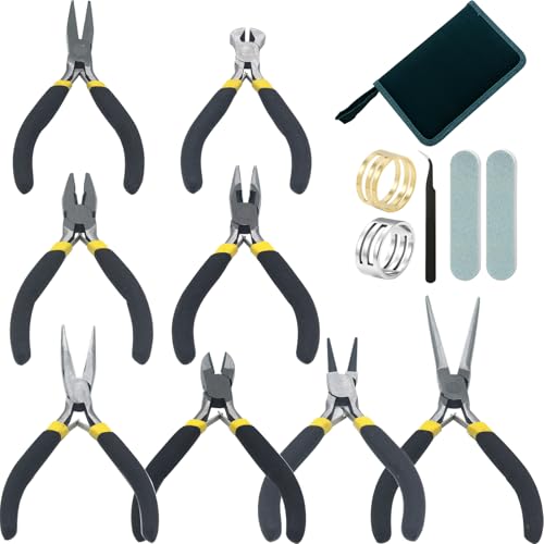 Reviews de Herramientas para hacer bisutería al mejor precio. 43 HGGWZWIF Juego de 8 Alicates para Joyas, Kit de Pinzas para Bisuteria y Joyeria Herramientas, Alicates para Hacer Joyas, Fabricación de Joyas para Suministros de Fabricación de...
