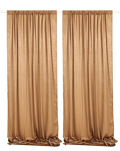 Sherway 2 Panels 4.8 Feet X 10 Feet Gold Brown Thick Satin Wedding Backdrop Drapes, Non-Transparent Window Curtains For Party Ceremony Stage Decoration #TOP5