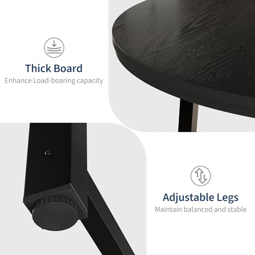 Image of IDEALHOUSE 47 inch Round Dining Table for 4, Kitchen Dining Room Table with Sturdy Metal Frame, Wood Circle Kitchen Table for Space Saving -Black (No Chairs)