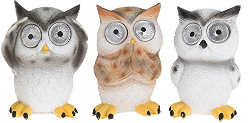 Solareulen mit LED Augen Tiere Deko Eulen 3er Set für Garten Wohnzimmer...