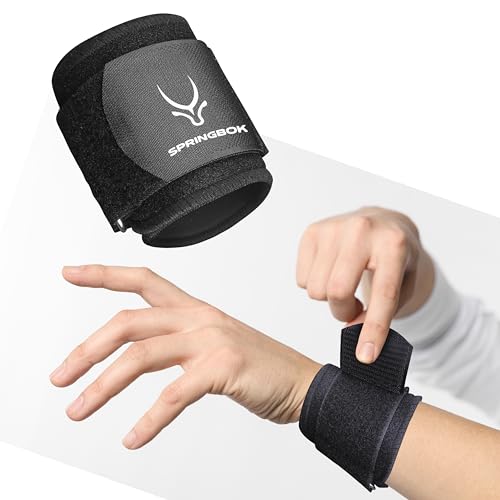 SPRINGBOK Carpal Lock Wrist Brace – Adjustable Neoprene Wrist Support Strap for Pain Relief, Sports & Gym – Compression Wristband for Men & Women (Black, 1 Piece)