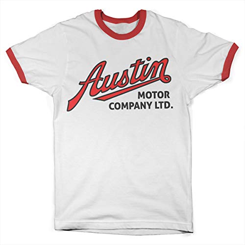 T-Shirt Austin Motor Company Ringer Blanc Rouge look rétro vintage