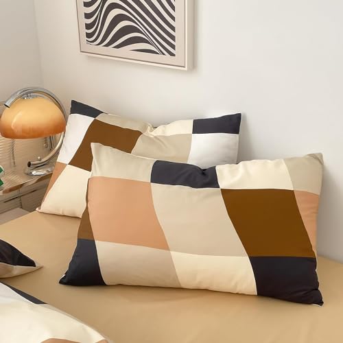 Image of KAREVER Checkerd Comforter Set Queen Buffalo Plaid Bedding Set Men Women Modern Chic Grid Bed Blanket White Black Plaid Buffalo Queen Bedding Comforter All Season Hotel Quality