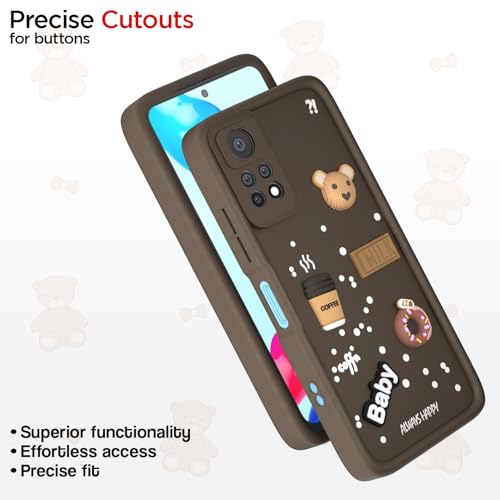 Image of Pikkme Back Cover for Redmi Note 11 Pro | 3D Cartoon Silicone Case Cute & Fun Full Protective Bumper Cover (Brown)