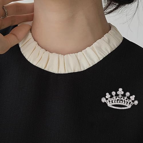 Image of YUNXI King Queen Royal Crown Brooch For Women Men Fashion Gold Silver Rhinestones Crystal Brooches Pin Wedding Party Banquet Birthday