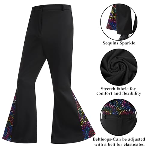 Ezuwail Costume disco des années 70 pour homme (Noir, M) – vue 4