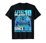 Level 10 Unlocked Awesome Since 2016 10th Birthday Gaming T-Shirt
