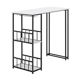 MOG CASA Gavin Mesa de Bar 110x50 cm | 105 cm de Altura | con 2 estantes y portavasos, Color Blanco