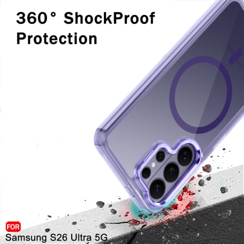 Image of TheGiftKart for Samsung S26 Ultra Case | Shockproof Hard Back Cover | Built-in Stand | Hybrid Shockproof Galaxy S26 Ultra Back Cover Case (PC & TPU, Clear Back, MagSafe Compatible, Transparent Violet)