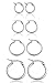 Sobly Jewelry Women's Surgical Stainless Steel Round Cute Small Charm Hoop Earrings 4 Pairs a Set (Silver)