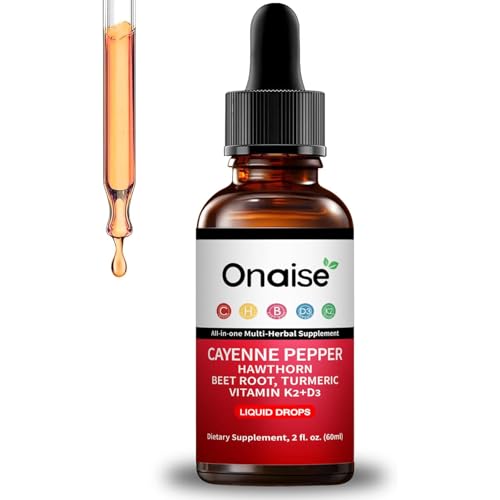 Cayenne Pepper Liquid Drops Liquid Supplement with Organic Hawthorn Beet Root Powder Turmeric Vitamins K2 & D3 Berberine Extract (1)
