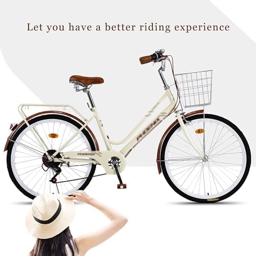 Bicicleta de carretera para adultos con transmisión de 7 velocidades y estante trasero para desplazamientos y fitness