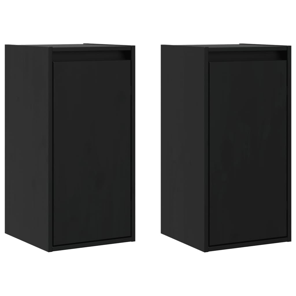 Set di 2 armadi da parete neri 30 x 30 x 60 cm, in legno di pino