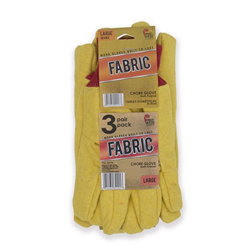 Midwest Gloves And Gear 2201P03-L-Az-6 Cotton Chore Work Gloves,,Red/Yellow,Large #TOP2