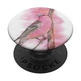 Retrato de pájaro acuarela pinicola pico grueso pino PopSockets PopGrip Intercambiable